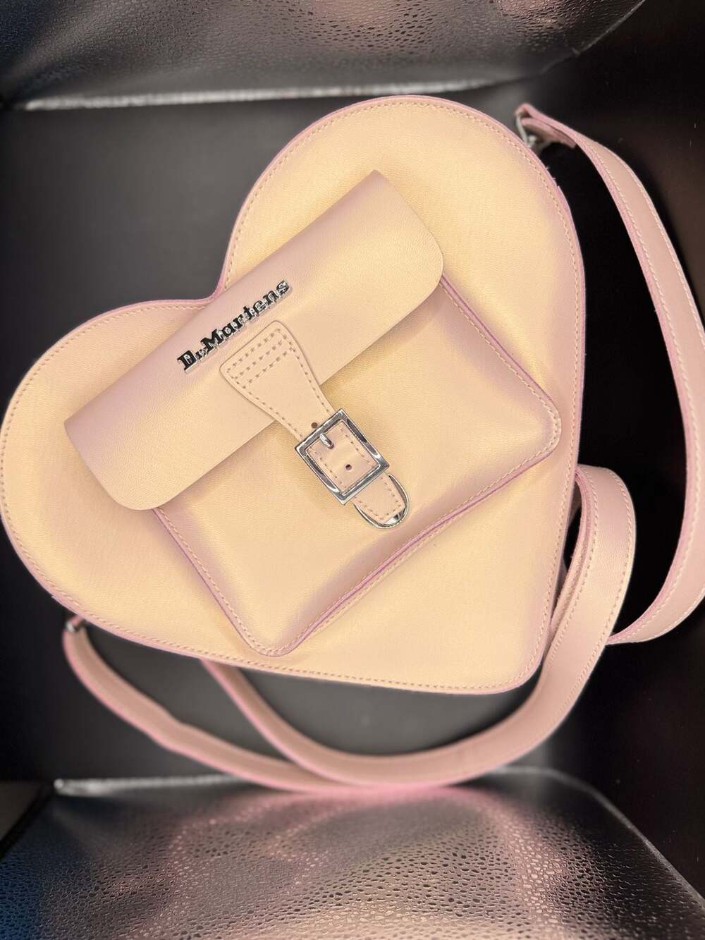 NEW Dr. Martens Pink Iridescent Heart-Shaped Leather Crossbody Bag